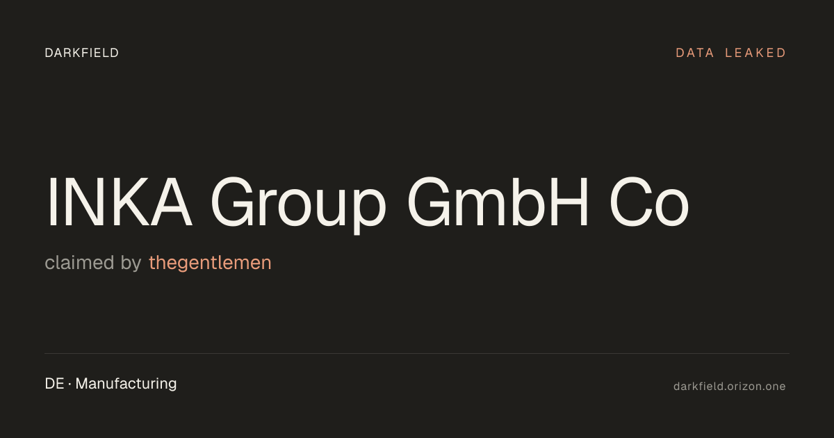 INKA Group GmbH Co data breach — Thegentlemen ransomware leak (2026 ...