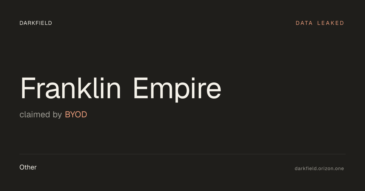 Franklin Empire data breach — BYOD ransomware leak (2026) · Darkfield
