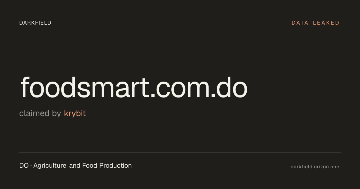 foodsmart.com.do data breach — Krybit ransomware leak (2026) · Darkfield