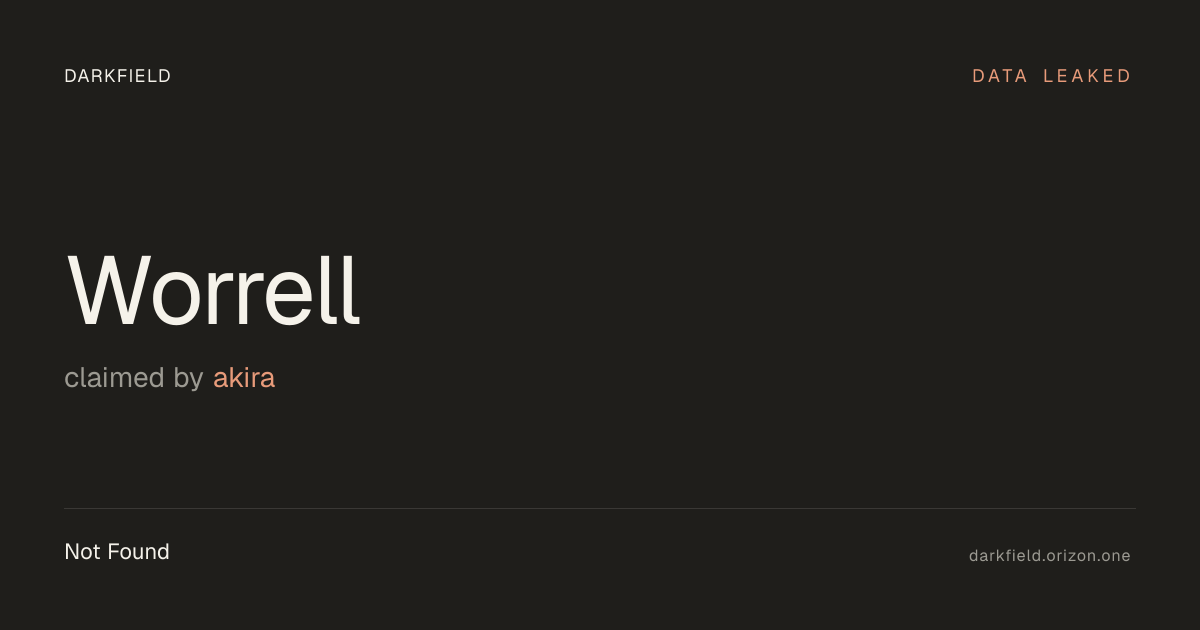 Worrell data breach — Akira ransomware leak (2026) · Darkfield