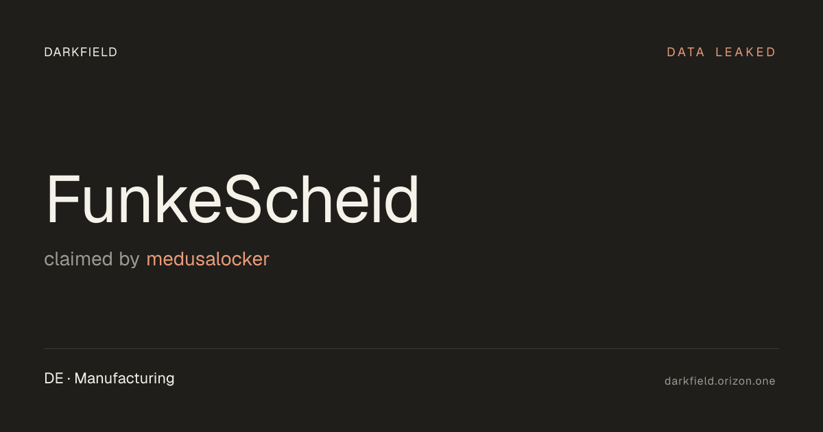 FunkeScheid data breach — Medusalocker ransomware leak (2026) · Darkfield